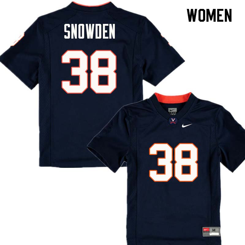 Women #38 Charles Snowden Virginia Cavaliers College Football Jerseys Sale-Navy